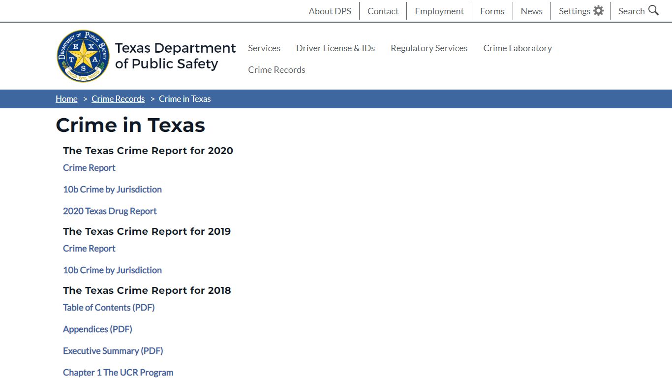 Crime in Texas | Department of Public Safety