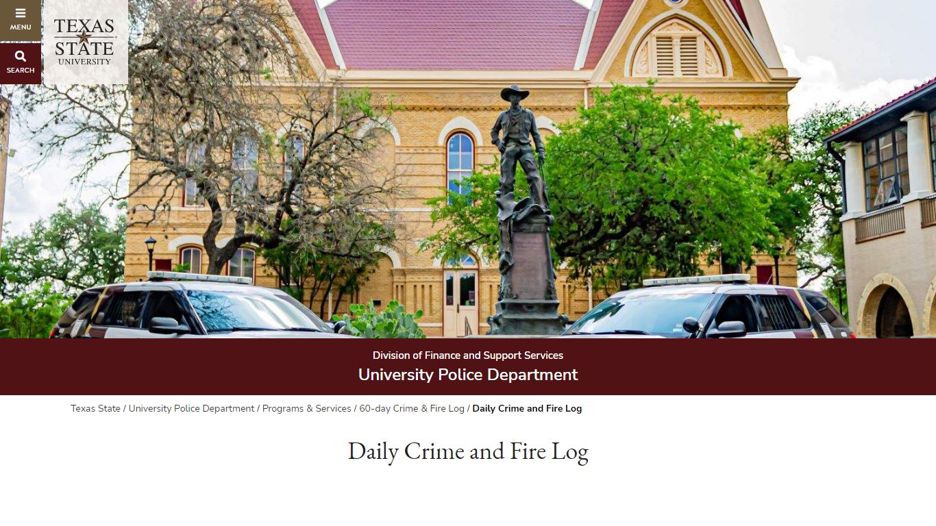 Daily Crime and Fire Log : University Police Department : Texas State ...